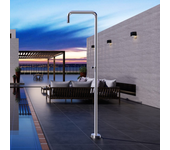 Imex - ducha piscina exterior acero s.316 | ducha terraza exterior |outdoor shower para jardin con rociador 50mm y agua fría |seire utah | color acero