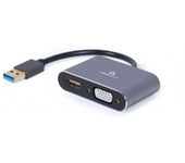 Adaptador de pantalla gembird usb a hdmi , vga, gris espacial