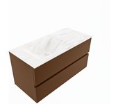 Mondiaz vica dlux 100cm mueble de baño color rust con 2 cajones. con lavabo cloud izquierda sin orificios color ostra