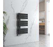 Emke panel plano secador de toallas de agua caliente, secador de toallas conexión lateral para, negro 752x400mm 342watts