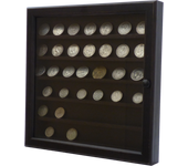 Vitrina colecciones monedas. acabado barniz nogal. ideal exponer tu colección. (40*5*40 cms)