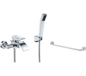 Auralum max mezclador de bañera en cascada con alcachofa de ducha, latón cromado+toallero de baño autoadhesivo de 60 cm / perforación,inoxidable 304