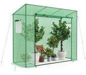 Costway invernadero exterior, mini invernadero portátil para jardín con cubierta de pe, marco de metal, puerta enrollable con cremallera, ventanas con