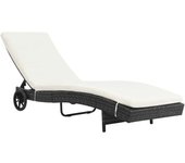 2 piezas tumbona de jardín | tumbona de exterior | silla s con ruedas y cojines ratán sintético negro cfw601513