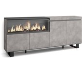 Aparador lat, 4 puertas, chimenea eléctrica, industrial cemento