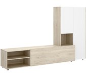 Salón compacto tv 3 puertas kei natural/blanco 141x227x40 cm | salón tv modular