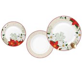 Vajilla set 18 porcelana 27x27x2 flor beige