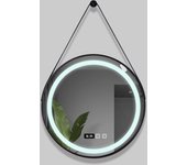 Espejo de baño led - espejo redondo colgante - con función anti-vaho, brillo ajustable - 60cm - negro