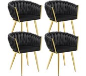 Tectake juego de sillas de comedor acolchada, con tapizado de terciopelo, diseño anudado