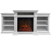 Biden - chimenea eléctrica de suelo en madera 179x48xh85 cm, efecto llama, color blanco