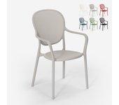 Silla de comedor moderna para bar, restaurante y cocina al aire libre en polipropileno clara
