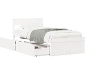 Estructura de cama con cajones blanco 90x200 cm madera maciza de pino