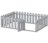 Cama infantil 140 x 200 cm, estructura de madera con bordes y puerta, gris