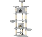 Árbol rascador para gatos con 2 cuevas pawhut 60x60x200 cm gris