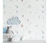 Papel pintado autoadhesivo con tintas eco, y libre de pvc, rollo de 129 x 260 cm ski blanco