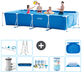 Paquete de piscina - intex - rectángulo - 450x220x84 cm + accesorios a334