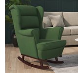 Silla mecedora | sillón balancín relax | sillón de salón patas de madera caucho terciopelo verde oscuro cfw924172