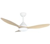 Ventilador de techo karma blanco/madera led dimable motor dc, temporizador, 120cm. akunadecor