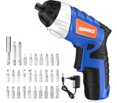 Sorako 3.6v destornillador bateria, 6nm destornillador eléctrico con 30 accesorios, destornillador con luz led, 2 direcciones de rotación