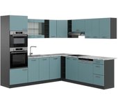 Vicco cocina esquinera r-line, gris azulado/antracita, 237 x 247 cm , et mármol