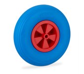 Relaxdays rueda de carretilla 3.50-6, maciza, llanta de plástico, recambio para carrito, antipinchazos, 100kg, azul/rojo