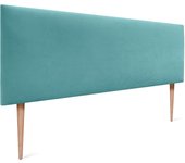 Dhome cabecero de terciopelo liso alta gama con patas moderno cabezal tapizado cama lujo dormitorio acolchado (turquesa, 160x105cm)