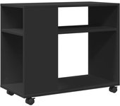 Mesa auxiliar，mesa de centro，mesita de centro con ruedas madera de ingeniería negra 70x35x60 cm cfw387165