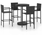 Conjunto de bar para jardín 5 piezas ratán sintético negro
