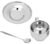 Tazas de café de acero inoxidable antiescaldaduras, tazas de espresso con cuchara, juego de platillos, vajilla