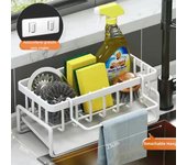 Estante de almacenamiento para fregadero de acero inoxidable, estante de almacenamiento para baño, esponja, fregona, trapo