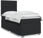 Maison exclusive - cama box spring individual con colchón cuero sintético negro