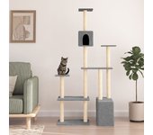 Rascador para gatos con rascador de sisal gris claro 180 cm