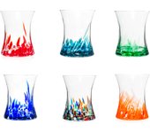 6x vasos de cristal decorados venecianos h&h, colores surtidos, cl 36.
