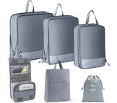 6 paquetes de cubos de embalaje de compresión para maletas, bolsa expandible, bolsa de artículos de tocador, bolsa con cordón, bolsa para zapatos,gris