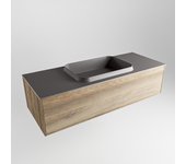 Mondiaz erin 120cm mueble de baño dark brown grey con 1 cajón. con lavabo ridge centro sin orificios dark grey