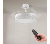 Iluminashop ventilador de techo led blanco 36w dc ultra silencioso con mando a distancia y palas retráctiles blanco 3000+4000+6000