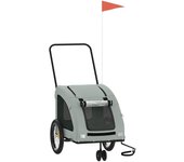 Remolque de bicicleta mascotas hierro tela oxford gris cfw21116
