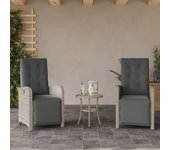 Maison exclusive - sillón reclinable jardín y reposapiés 2 uds ratán pe gris claro