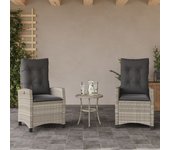 Vidaxl sillones reclinables de jardín con cojines gris 2 uds ratán pe