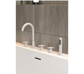 Grifo mezclador blanco de 5 agujeros para bañera y ducha - corbeau
