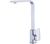 Grifo de cocina cuadrado, grifo para fregadero de cocina de agua caliente y fría, tubo plano con base de cobre, plata brillante
