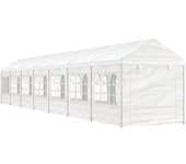 Cenador con techo blanco 15,61x2,28x2,69 m polietileno