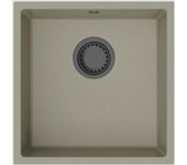 Granitemy universal beige arena fregadero de granito 40x40 cm montaje superior, bajo encimera y enrasado con tapón de metal bronceado - 1208967919