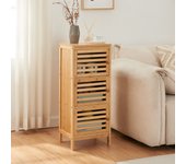Armario de salón ypäjä con 3 puertas bambú 82x33x27cm - natural [en.casa]