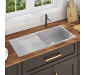 Vidaxl fregadero de cocina hecho a mano de acero inoxidable