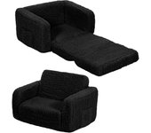 Sillón plegable para niños 2 en 1, ideal para dormitorio, sala de juegos y sala de estar, color negro.