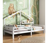 Cama cabina para niños - 90 x 200 cm - estante de almacenamiento - somier - blanco
