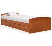 Cama para adultos | estructura de cama 2 cajones madera pino marrón miel 90x200 cm cfw996214