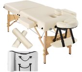 Tectake camilla para masajes de 2 zonas suman con acolchado de 7,5 cm y estructura de madera