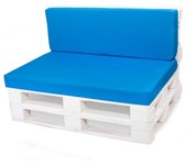 Conjunto de cojines para palets 120x60 asiento y respaldo 120x50cm/ cojines de jardin/ para interior y exterior/ cojines planos azul